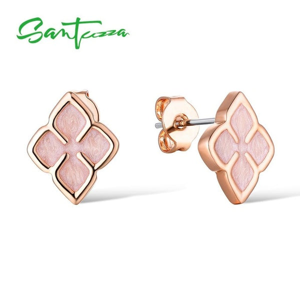 SANTUZZA Flower Earrings For Women Delicate Multi-Color female Stud Earrings Trendy Party Fashion Jewelry Handmade Enamel