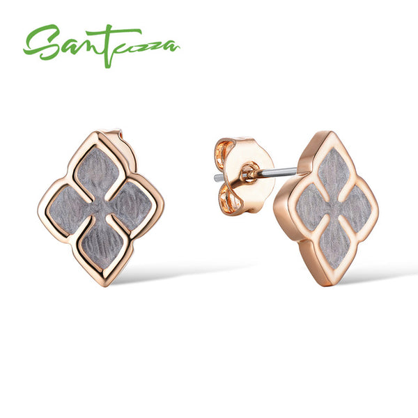 SANTUZZA Flower Earrings For Women Delicate Multi-Color female Stud Earrings Trendy Party Fashion Jewelry Handmade Enamel