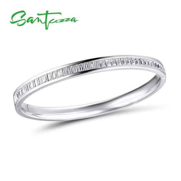 SANTUZZA Bangle For Woman Multi-Color Concise top quality Bracelet Bangle Sparkling Crystal Elegant Trendy Party Fashion Jewelry