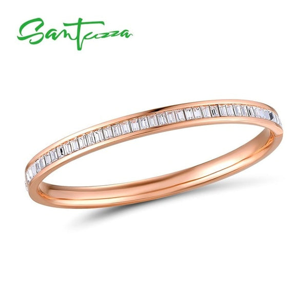 SANTUZZA Bangle For Woman Multi-Color Concise top quality Bracelet Bangle Sparkling Crystal Elegant Trendy Party Fashion Jewelry