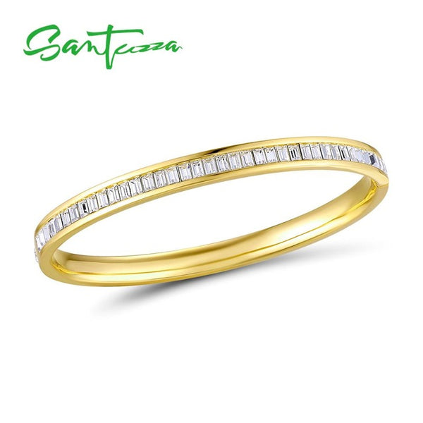 SANTUZZA Bangle For Woman Multi-Color Concise top quality Bracelet Bangle Sparkling Crystal Elegant Trendy Party Fashion Jewelry
