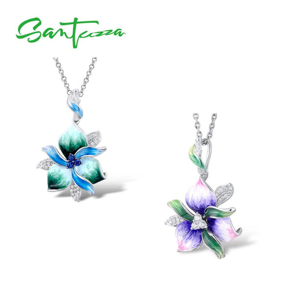 SANTUZZA Women's Necklaces Pendants 925 Sterling Silver Luxury For Women Gemstone Fine Jewelry