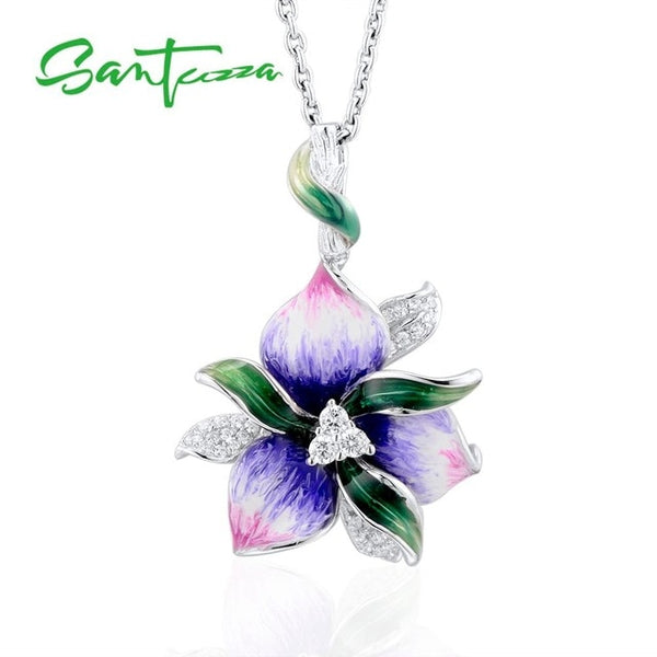 SANTUZZA Women's Necklaces Pendants 925 Sterling Silver Luxury For Women Gemstone Fine Jewelry