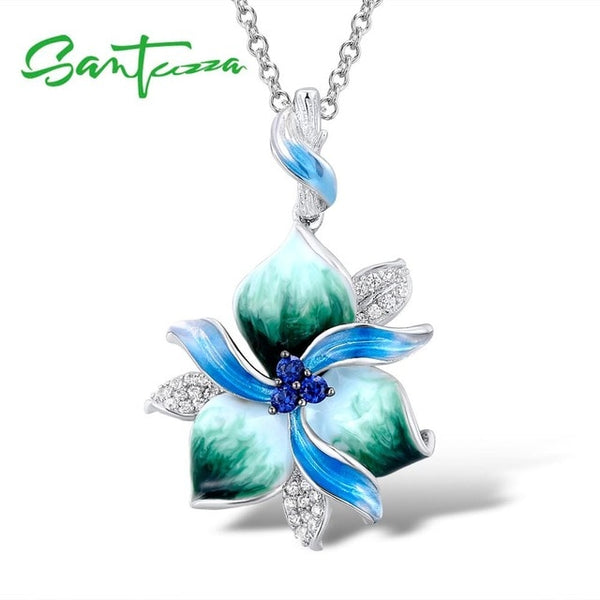 SANTUZZA Women's Necklaces Pendants 925 Sterling Silver Luxury For Women Gemstone Fine Jewelry