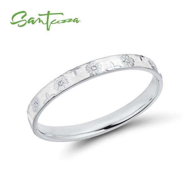 SANTUZZA Trendy Bangle For Woman Fancy Multi-Color Flower Bracelet Bangles Sparkling Crystals Fashion Jewelry HANDMADE Enamel