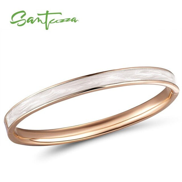 SANTUZZA Bangle For Woman Simple Concise Multi-Color Enamel Bracelet Bangle Top Quality Party Trendy Fashion Jewelry HANDMADE