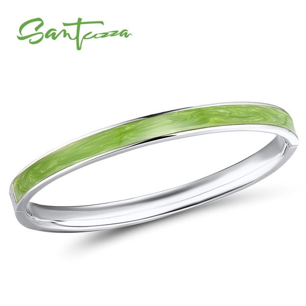 SANTUZZA Bangle For Woman Simple Concise Multi-Color Enamel Bracelet Bangle Top Quality Party Trendy Fashion Jewelry HANDMADE
