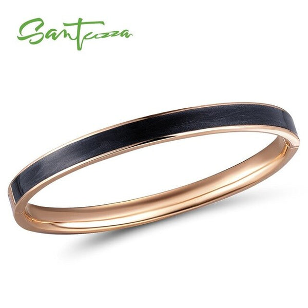 SANTUZZA Bangle For Woman Simple Concise Multi-Color Enamel Bracelet Bangle Top Quality Party Trendy Fashion Jewelry HANDMADE