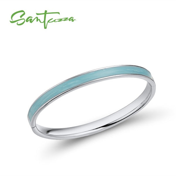 SANTUZZA Bangle For Woman Simple Concise Multi-Color Enamel Bracelet Bangle Top Quality Party Trendy Fashion Jewelry HANDMADE