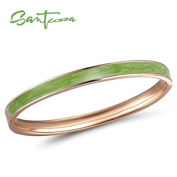 SANTUZZA Bangle For Woman Simple Concise Multi-Color Enamel Bracelet Bangle Top Quality Party Trendy Fashion Jewelry HANDMADE