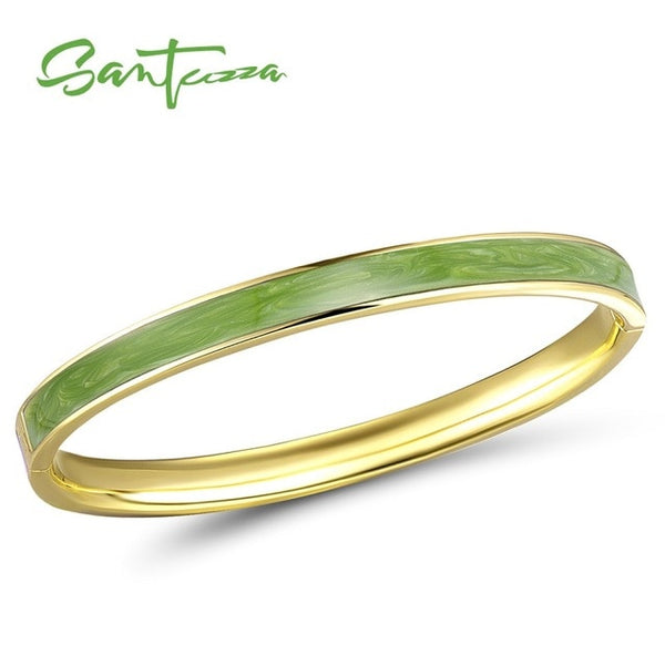 SANTUZZA Bangle For Woman Simple Concise Multi-Color Enamel Bracelet Bangle Top Quality Party Trendy Fashion Jewelry HANDMADE