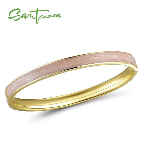 SANTUZZA Bangle For Woman Simple Concise Multi-Color Enamel Bracelet Bangle Top Quality Party Trendy Fashion Jewelry HANDMADE