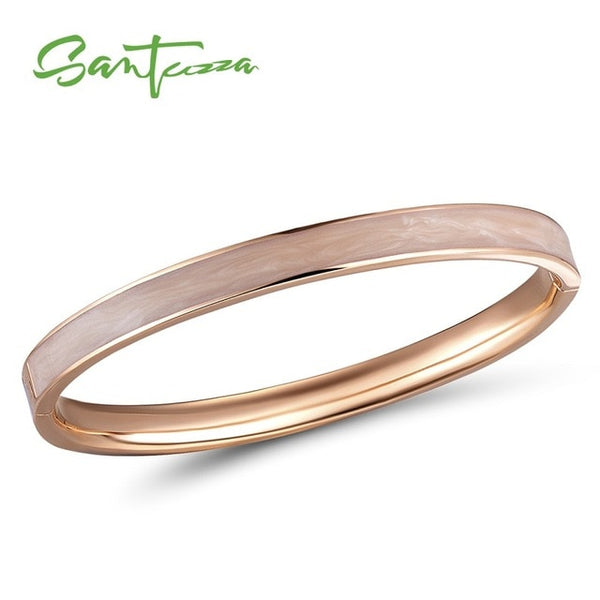 SANTUZZA Bangle For Woman Simple Concise Multi-Color Enamel Bracelet Bangle Top Quality Party Trendy Fashion Jewelry HANDMADE