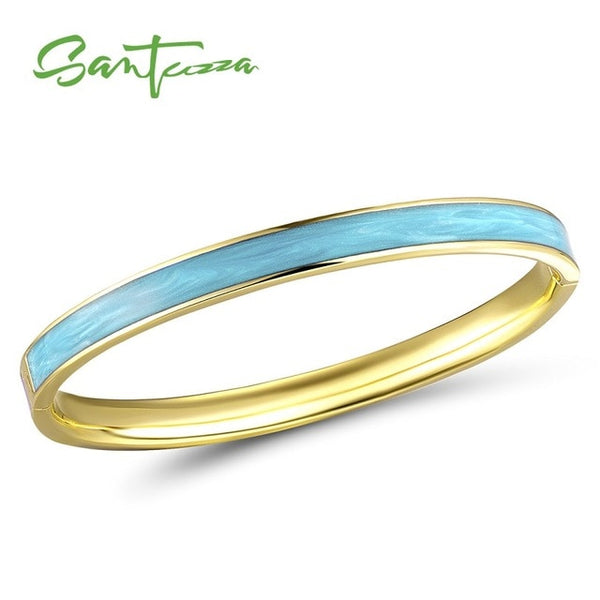 SANTUZZA Bangle For Woman Simple Concise Multi-Color Enamel Bracelet Bangle Top Quality Party Trendy Fashion Jewelry HANDMADE